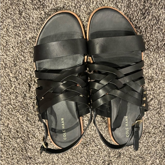 Cole Haan Francie Strappy Slingback Sandal Black Leather Womens size 8.5 - Picture 10 of 11